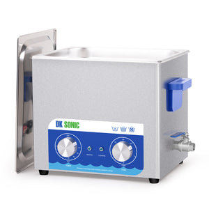 DK SONIC Nettoyeur à Ultrasons, Nettoyeur à Ultrasons 240W 10L Avec Chauffage Et Minuterie Mécanique Pour Le Nettoyage Du Pistolet, Du Moteur, Des Carburateurs, Des Chaînes (Panier Inclus)