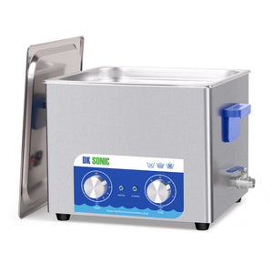 DK SONIC Nettoyeur à Ultrasons, Nettoyeur à Ultrasons 360W 15L Avec Chauffage Et Minuterie Mécanique Pour Le Nettoyage Du Pistolet, Du Moteur, Des Carburateurs, Des Chaînes (Panier Inclus)