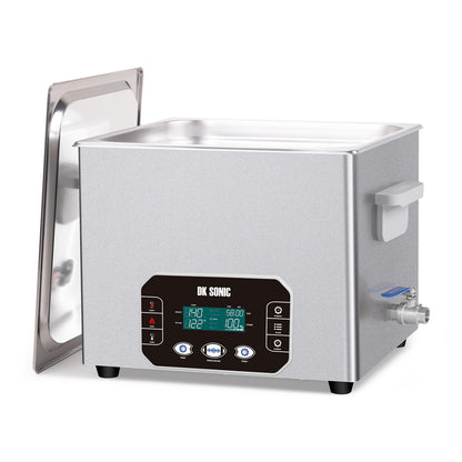 DK SONIC Nettoyeur ultrasonique 15L, 360W Nettoyeur sonique robuste avec commande Smart Touch, cinq modes pour moteurs de moto, carburateurs, chaînes, circuits imprimés (panier inclus)