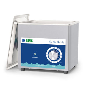 DK SONIC Nettoyeur à Ultrasons, 1.5L 60W Nettoyeur à Ultrasons pour Lunettes avec Contrôle Mécanique, Nettoyeur à Ultrasons pour Chaînes, Bijoux, Nettoyage de Pièces de Monnaie (Paniers Inclus)
