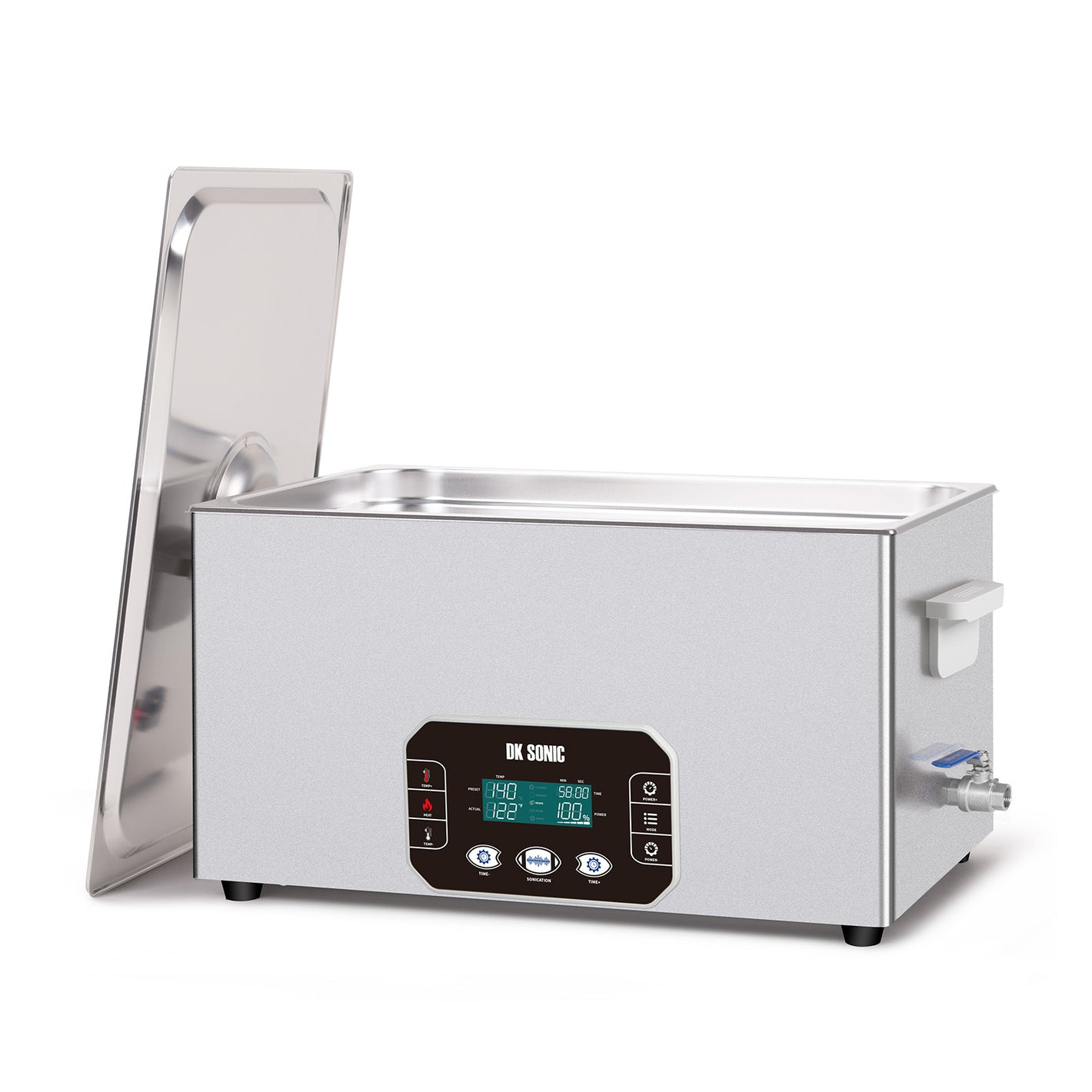 DK SONIC Nettoyeur ultrasonique 22L, 480W Nettoyeur sonique robuste avec commande Smart Touch, cinq modes pour moteurs de moto, carburateurs, chaînes, circuits imprimés (panier inclus)