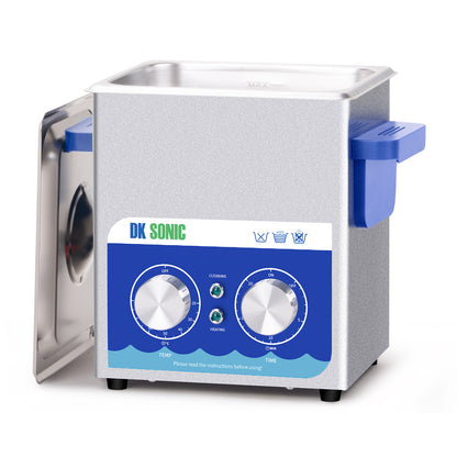 DK SONIC Nettoyeur à Ultrasons, Nettoyeur De Bijoux à Ultrasons 60W 2L avec Chauffage Et Minuterie Mécanique pour Le Nettoyage des Bijoux, des Verres, des Pièces De Monnaie (Panier Inclus)