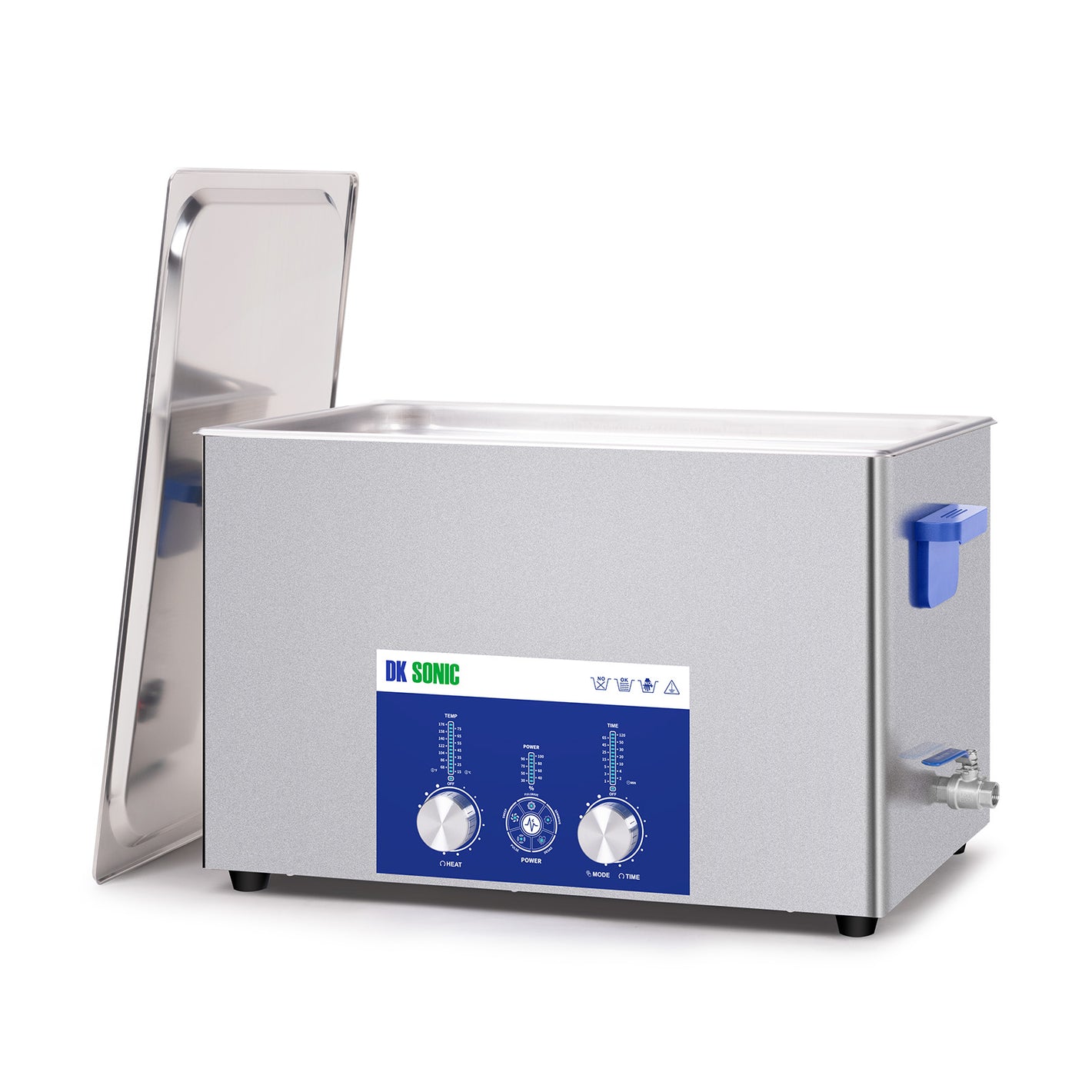 DK SONIC Nettoyeur ultrasonique 30L 600W, Nettoyeur ultrasonique pour carburateurs avec contrôle encodé ajustable et cinq modes pour le nettoyage de pièces, circuits imprimés, moteurs.