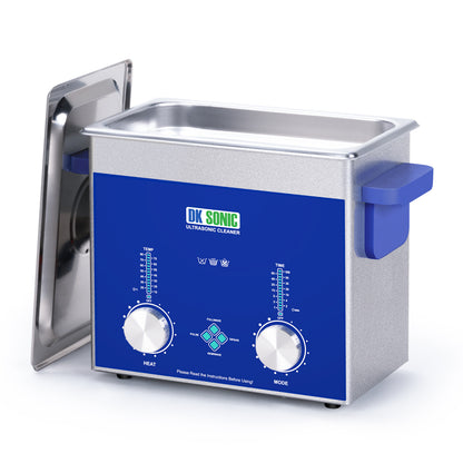 DK SONIC Nettoyeur Industriel à Ultrasons 3L,120W Nettoyeur Commercial à Ultrasons avec Minuterie Codée, Chauffage et Panier, Polyvalent pour Bijoux, Lunettes, Chaînes, Montres
