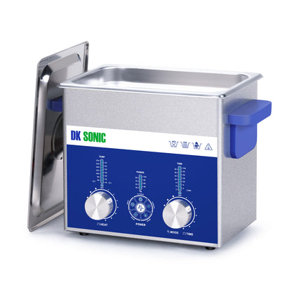 DK SONIC Nettoyeur ultrasonique 3L 120W, Nettoyeur ultrasonique pour bijoux avec puissance ajustable et cinq modes pour le nettoyage des lunettes, colliers, montres et pièces de monnaie.