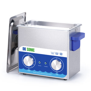 DK SONIC Nettoyeur à Ultrasons, Nettoyeur De Bijoux à Ultrasons 120W 3L Avec Chauffage Et Minuterie Mécanique Pour Le Nettoyage Des Bijoux, Des Verres, Des Pièces De Monnaie (Panier Inclus)