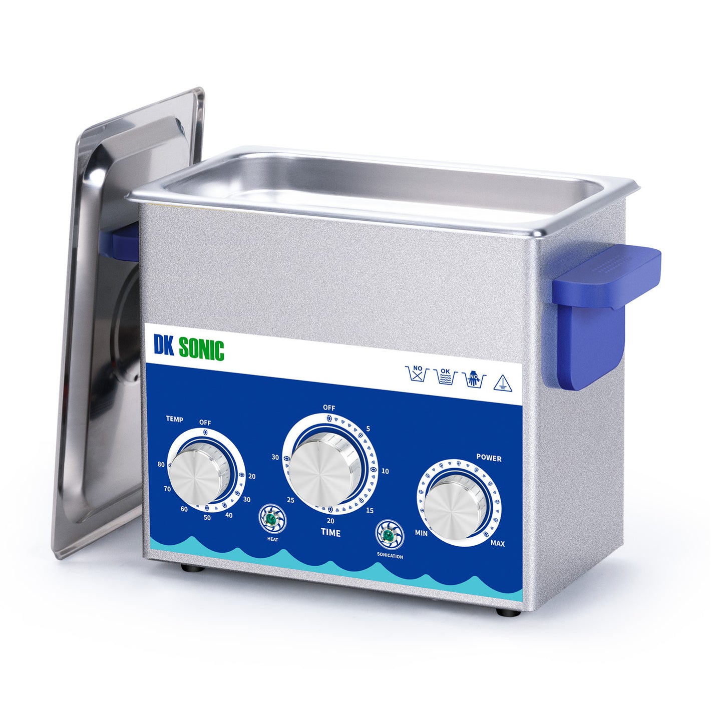 DK SONIC Nettoyeur ultrasonique industriel 3L 120W, Nettoyeur ultrasonique pour bijoux avec fonction d'ajustement de la puissance, minuterie et chauffage pour le nettoyage des pièces de monnaie, des lunettes, des colliers, des montres (panier inclus)