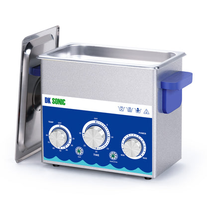 DK SONIC Nettoyeur ultrasonique industriel 3L 120W, Nettoyeur ultrasonique pour bijoux avec fonction d'ajustement de la puissance, minuterie et chauffage pour le nettoyage des pièces de monnaie, des lunettes, des colliers, des montres (panier inclus)