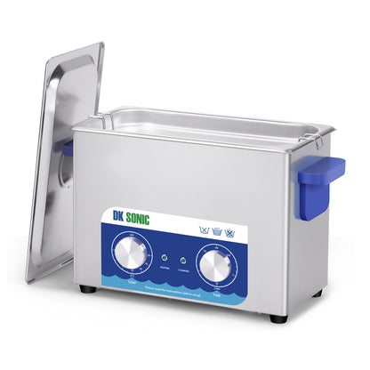 DK SONIC Nettoyeur à Ultrasons, Nettoyeur De Bijoux à Ultrasons 120W 4L Avec Chauffage Et Minuterie Mécanique Pour Le Nettoyage Des Bijoux, Des Verres, Des Pièces De Monnaie (Panier Inclus)