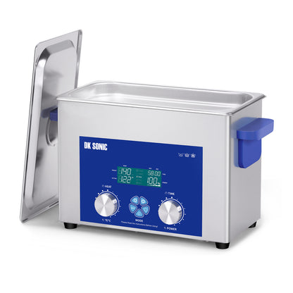 DK SONIC Nettoyeur à Ultrasons 4L,120W Nettoyeur Ultrasonique Commercial pour Bijoux avec Minuterie Mécanique Intelligente, Chauffage et Panier, Multi-Application pour Bijoux, lunettes, Colliers