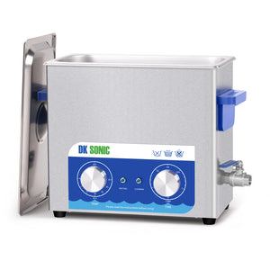 DK SONIC Nettoyeur à Ultrasons, Nettoyeur à Ultrasons 180W 6L Avec Chauffage Et Minuterie Mécanique Pour Le Nettoyage Du Pistolet, Du Moteur, Des Carburateurs, Des Chaînes (Panier Inclus)