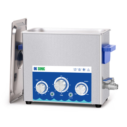 DK SONIC Nettoyeur ultrasonique industriel 6L 180W,Nettoyeur ultrasonique pour carburateurs avec fonction d'ajustement de la puissance, minuterie et chauffage pour le nettoyage de pièces, circuits imprimés, chaînes (panier inclus)