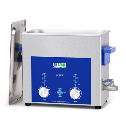 DK SONIC Industrial Ultrasonic Cleaner 6L,180W Commercial Sonic Cleaner with Encoded Timer,Heater&Basket, Multiple Functions for Carburetors, Motorcycle Engines, Chains